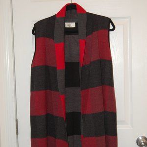 Jillian & Nicole Women's Red/Black/Grey Sleeveless Long Vest Size Medium